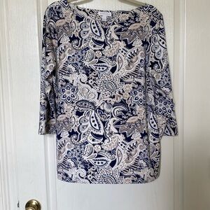 Charter Club Boxy Blue and White Blouse